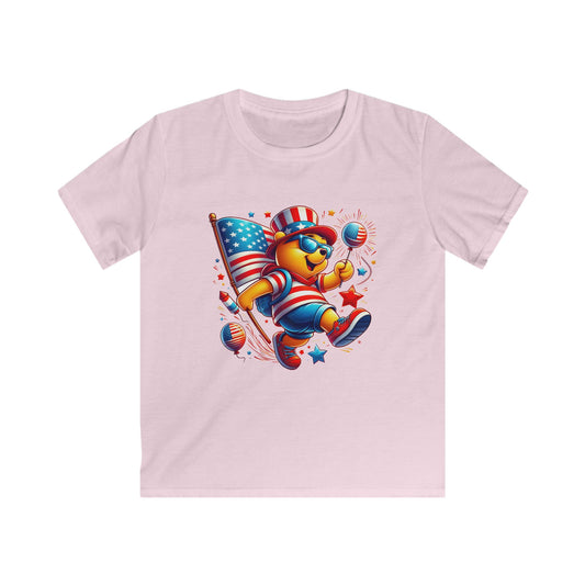 Kids Tee — Patriotic Bear with American Flag | 4th of July Kids T-Shirt