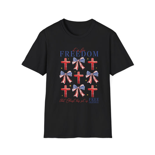 Freedom Crosses Patriotic T-Shirt — American Flag Bows & Crosses (Fourth of July)