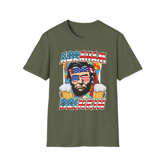 Patriotic Beer Dude T-Shirt — Fourth of July USA Flag Sunglasses & Cheers Graphic Tee