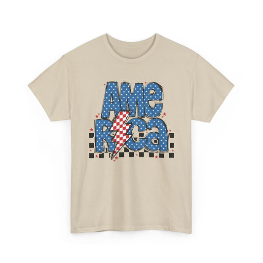 America Lightning Flag T-Shirt — Patriotic Fourth of July Tee