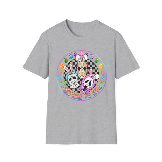 Prepare to Die Easter Horror T-Shirt — Pastel Slasher Mask Design