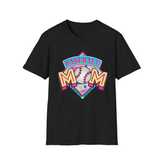 Baseball Mom T-Shirt — Retro Colorful Baseball Mom Graphic Tee