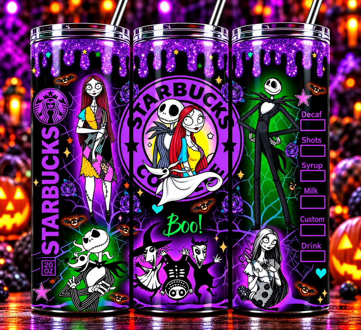 Nightmare Before Christmas 20 oz Tumbler – Jack Skellington Sally Spooky Coffee Cup