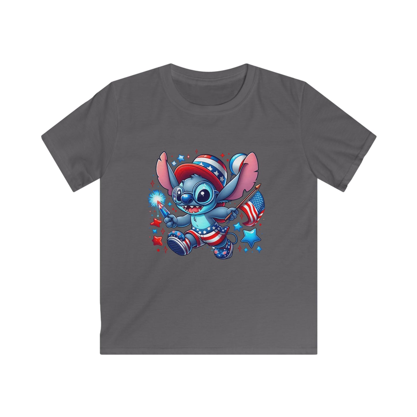 Kids Tee — Patriotic Cartoon Alien in Red, White & Blue