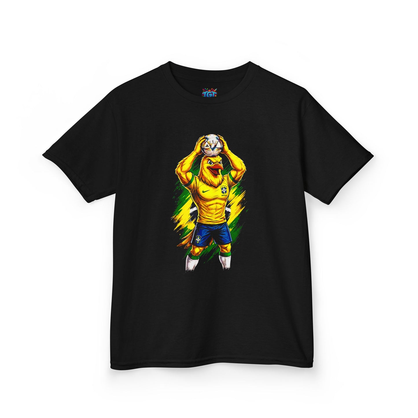 Kids Brazil Soccer Graphic T-Shirt | Funny Bird Mascot World Cup 2026 Design