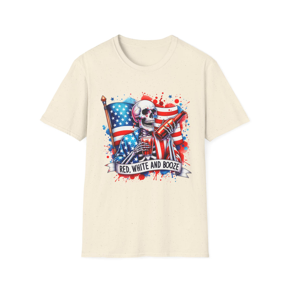 Patriotic Skull "Red, White and Booze" T-Shirt