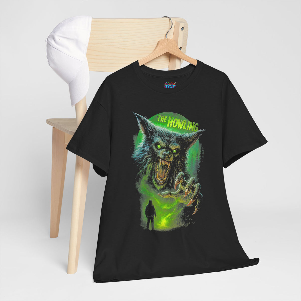 The Howling Wolf Head Tee | Neon Green Horror Graphic T-Shirt