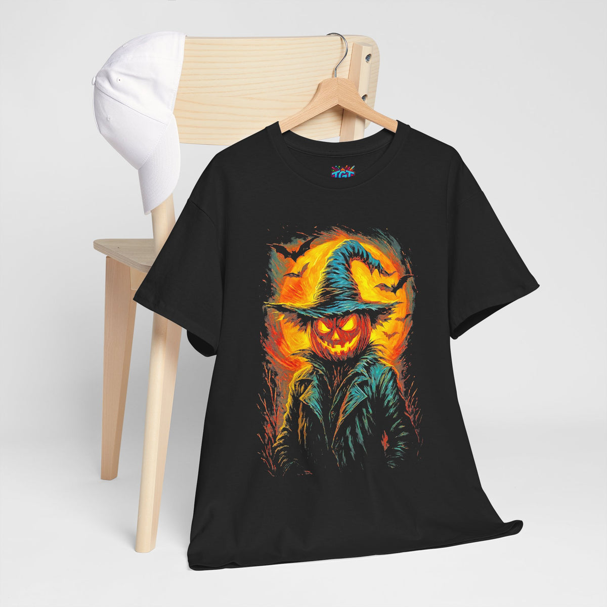 Jack-o'-Lantern Scarecrow Tee | Halloween Pumpkin Horror Graphic Shirt