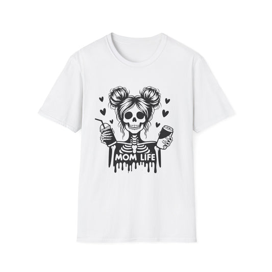 Mom Life Skull T-Shirt — Funny Mom Graphic Tee with Coffee & Wine Design