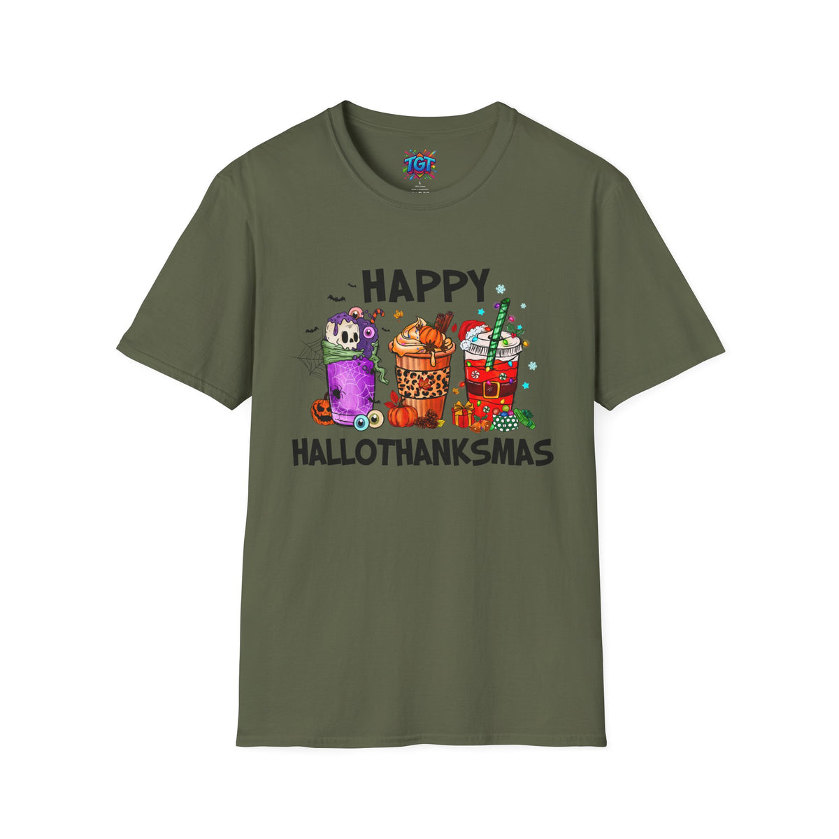Happy Hallothanksmas T-Shirt | Halloween Thanksgiving Christmas Mashup