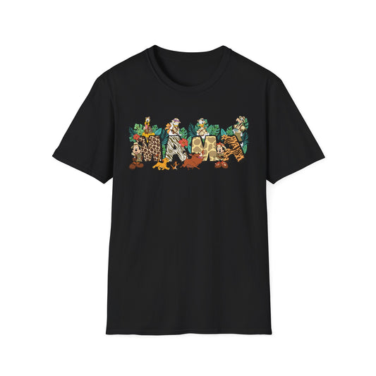 Safari Mama Shirt – Jungle Adventure Cartoon Tee | Animal Print Mom Shirt | Family Vacation Outfit