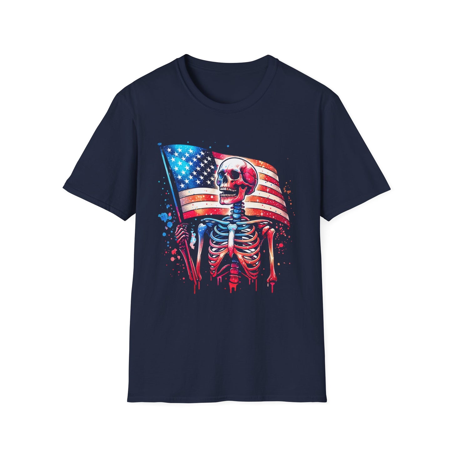 American Flag Skeleton T-Shirt — Patriotic Skull Tee for 4th of July