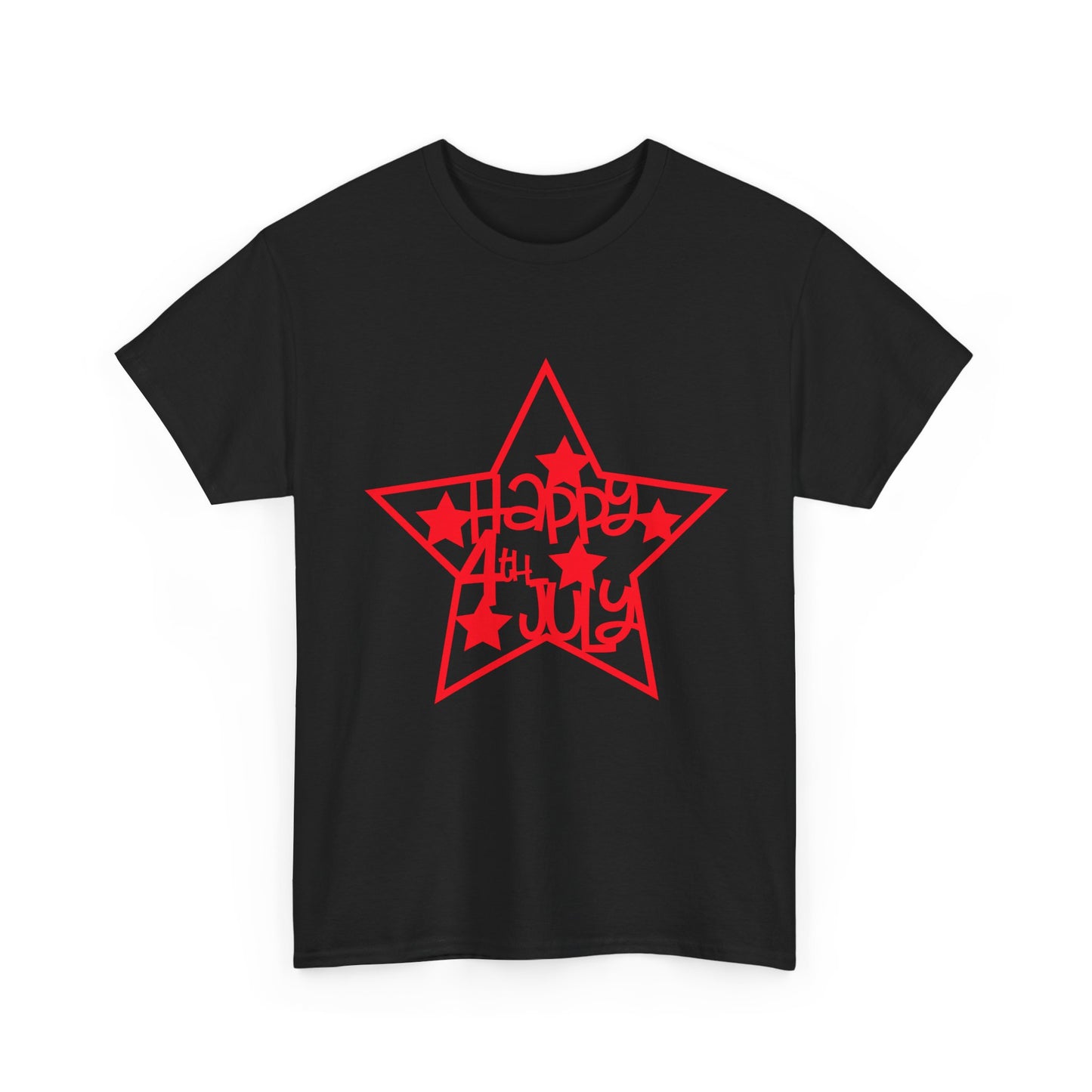 Independence Day Star T-Shirt — "Happy 4th of July" Red Star Graphic Tee