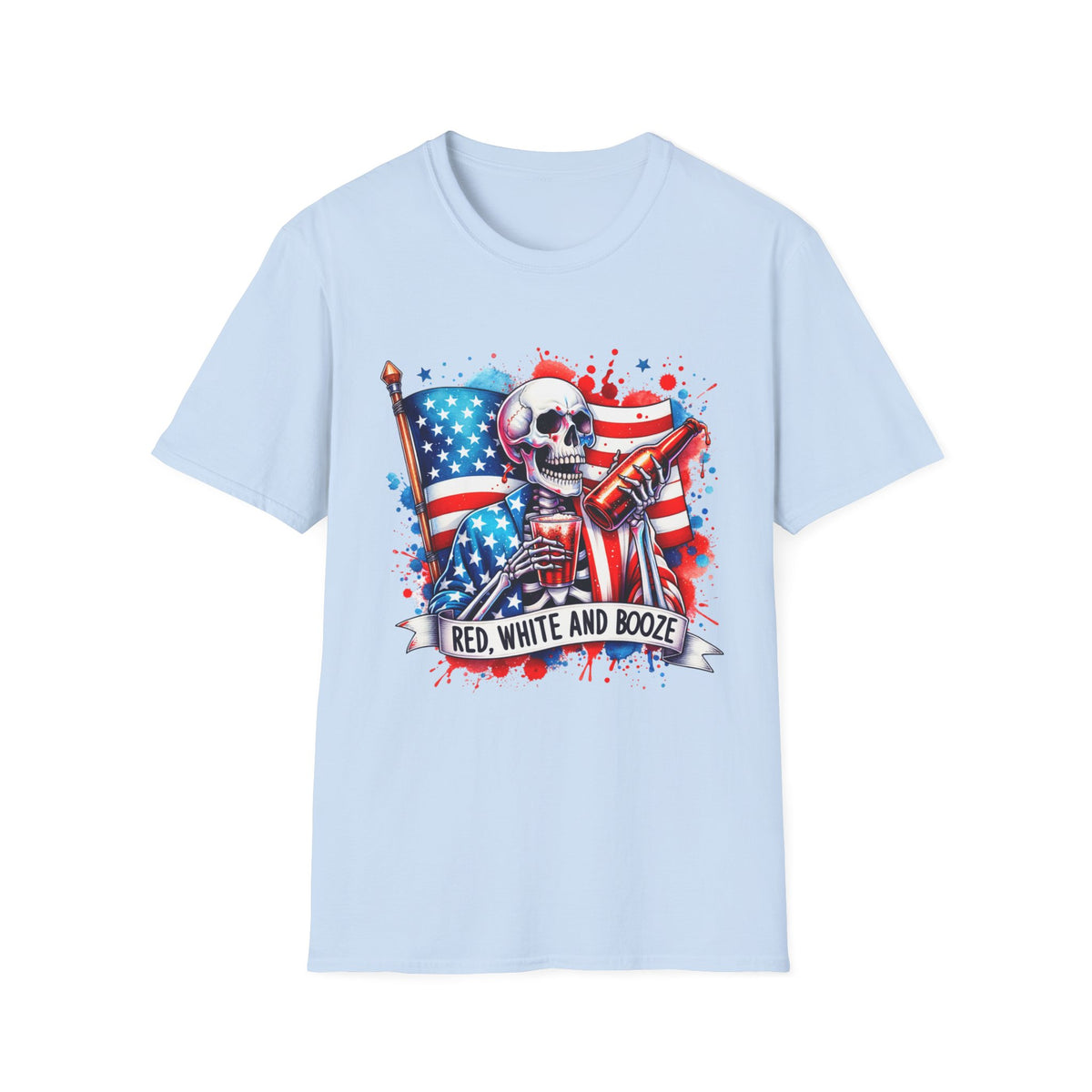 Patriotic Skull "Red, White and Booze" T-Shirt
