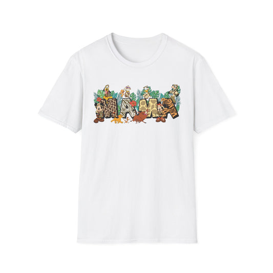 Safari Mama Shirt – Jungle Adventure Cartoon Tee | Animal Print Mom Shirt | Family Vacation Outfit
