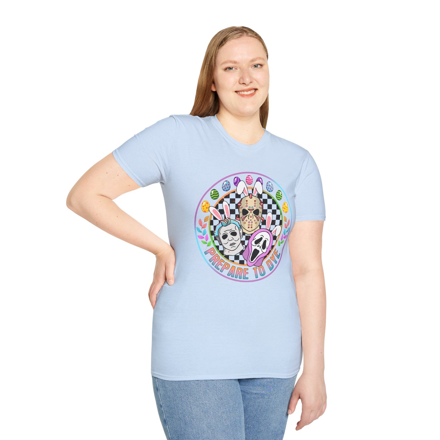 Prepare to Die Easter Horror T-Shirt — Pastel Slasher Mask Design