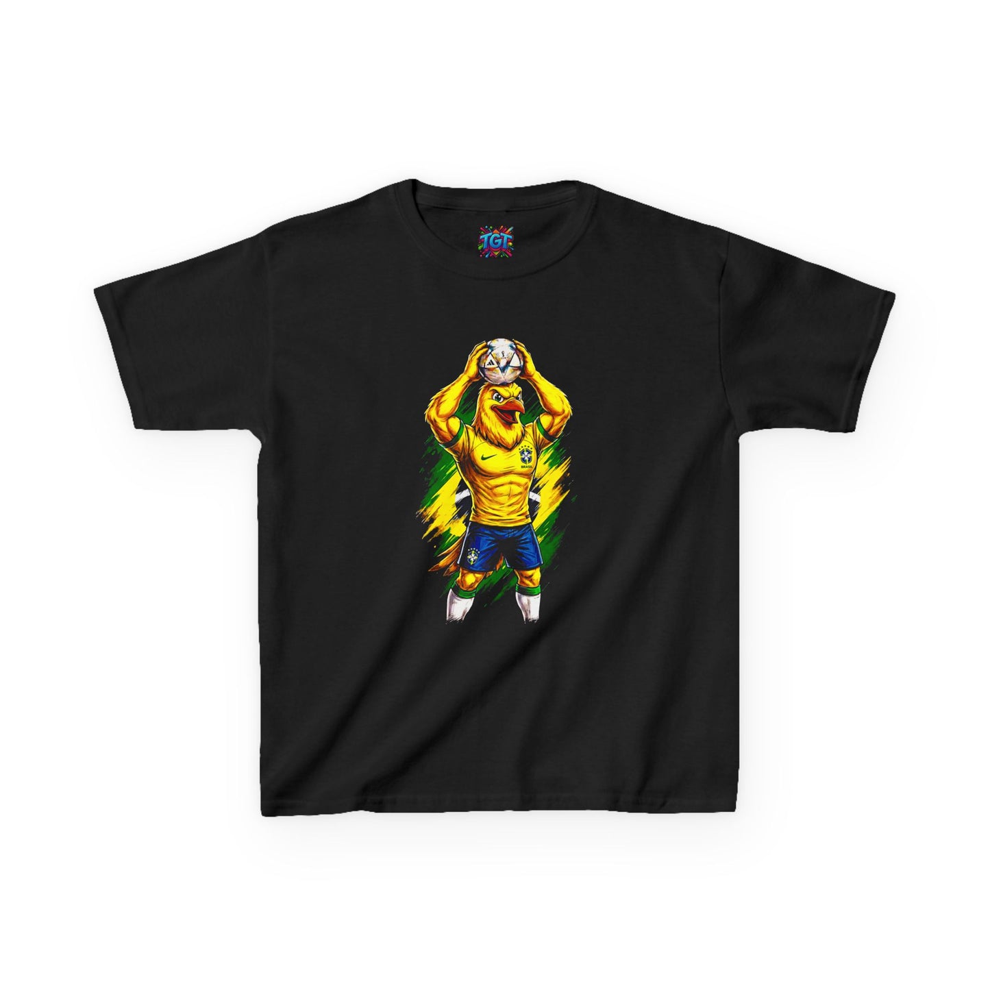 Kids Brazil Soccer Graphic T-Shirt | Funny Bird Mascot World Cup 2026 Design