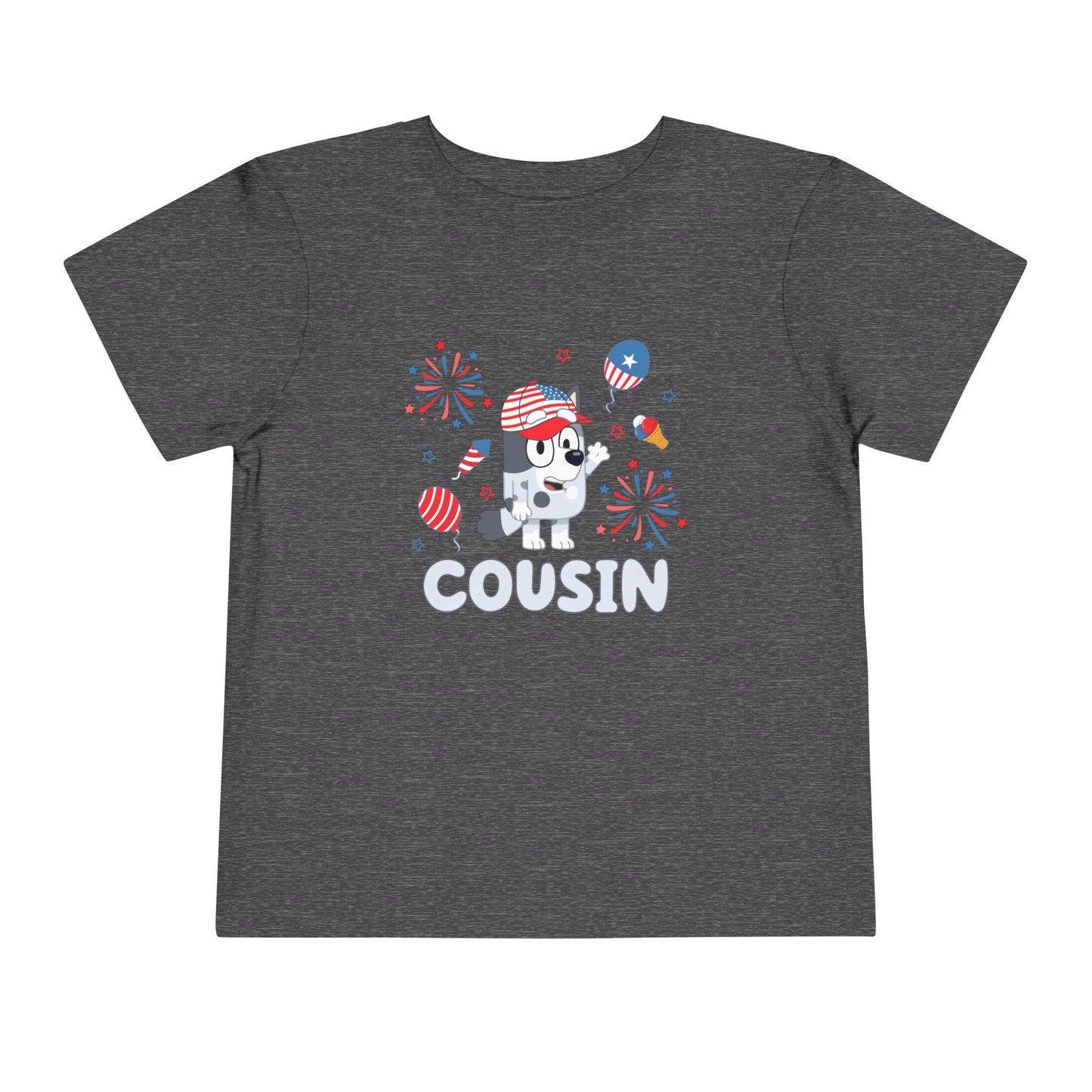 Patriotic Puppy “Cousin” Toddler Tee — 4th of July Kids Shirt