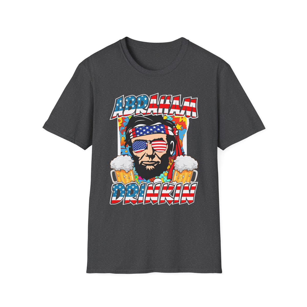 Patriotic Beer Dude T-Shirt — Fourth of July USA Flag Sunglasses & Cheers Graphic Tee