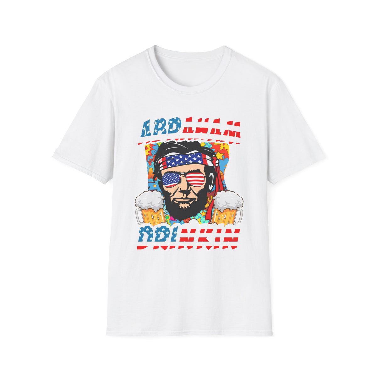 Patriotic Beer Dude T-Shirt — Fourth of July USA Flag Sunglasses & Cheers Graphic Tee