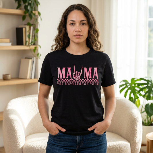Mama Rock Tour T-Shirt — The Motherhood Tour Pink Graphic Tee