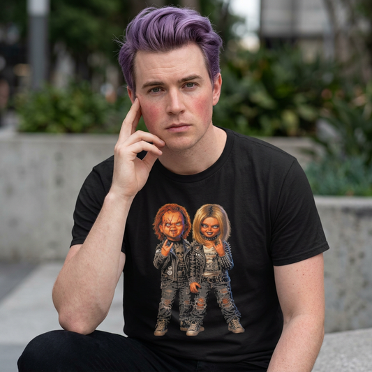 Horror Couple T-Shirt, Creepy Doll Shirt, Punk Rock Horror Tee, Gothic Halloween Shirt, Scary Couple Graphic Tee, Spooky Season Gift