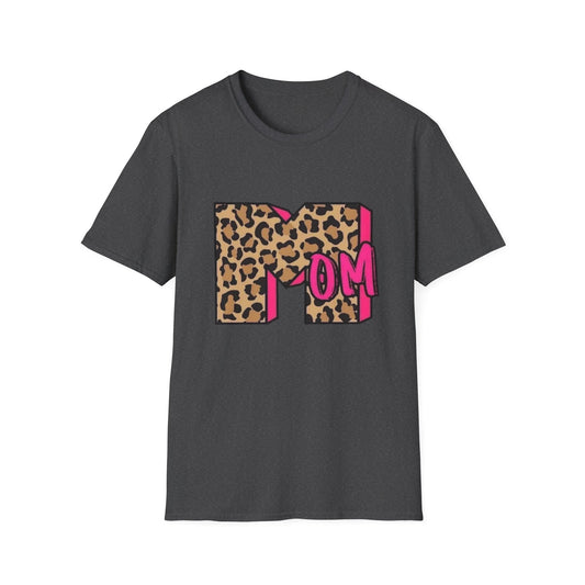 Mom Leopard Print Graphic Tee — Bold Pink 'MOM' Design