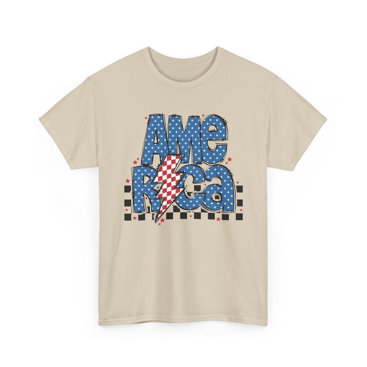 America Lightning Flag T-Shirt — Patriotic Fourth of July Tee