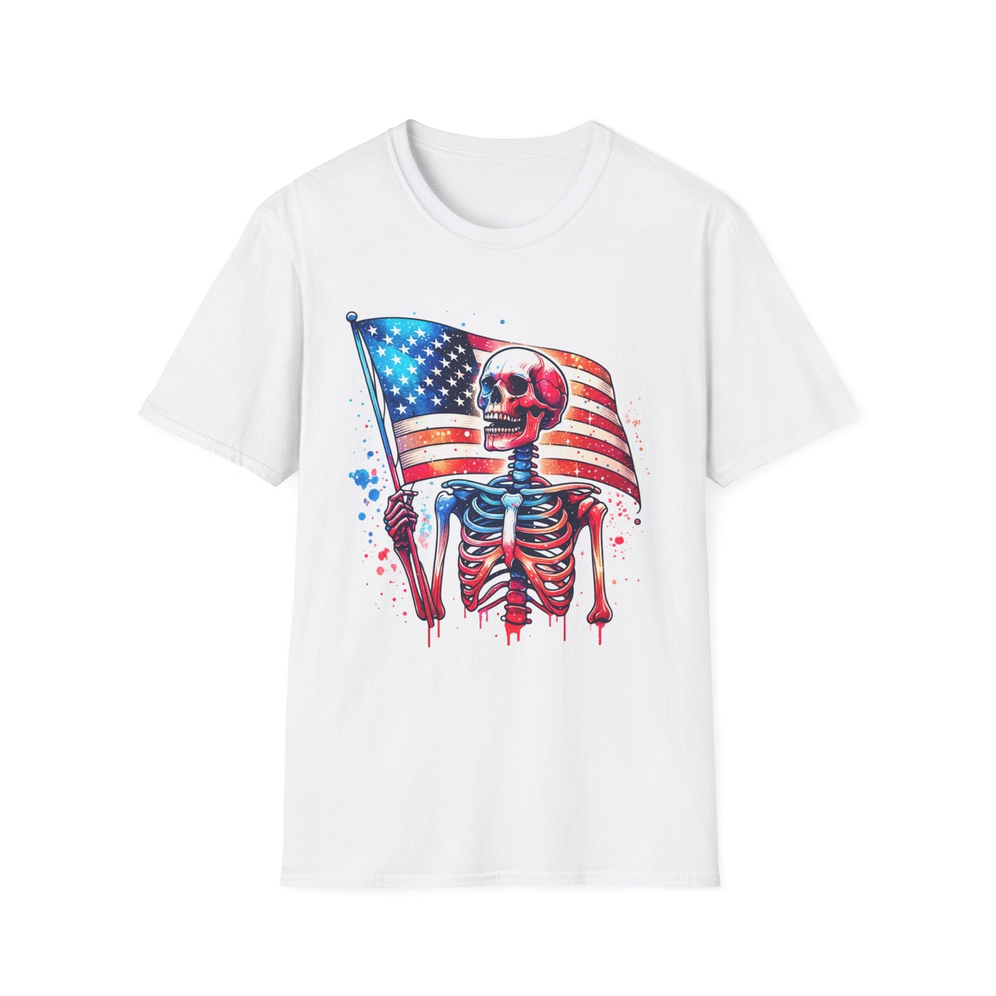American Flag Skeleton T-Shirt — Patriotic Skull Tee for 4th of July