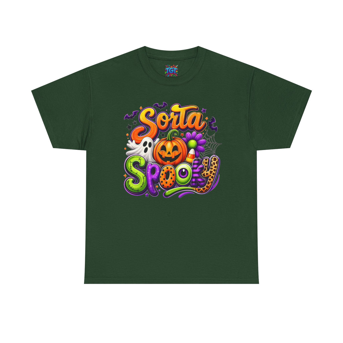 Sorta Spooky Halloween Design T-Shirt | Pumpkin Ghosts Bats