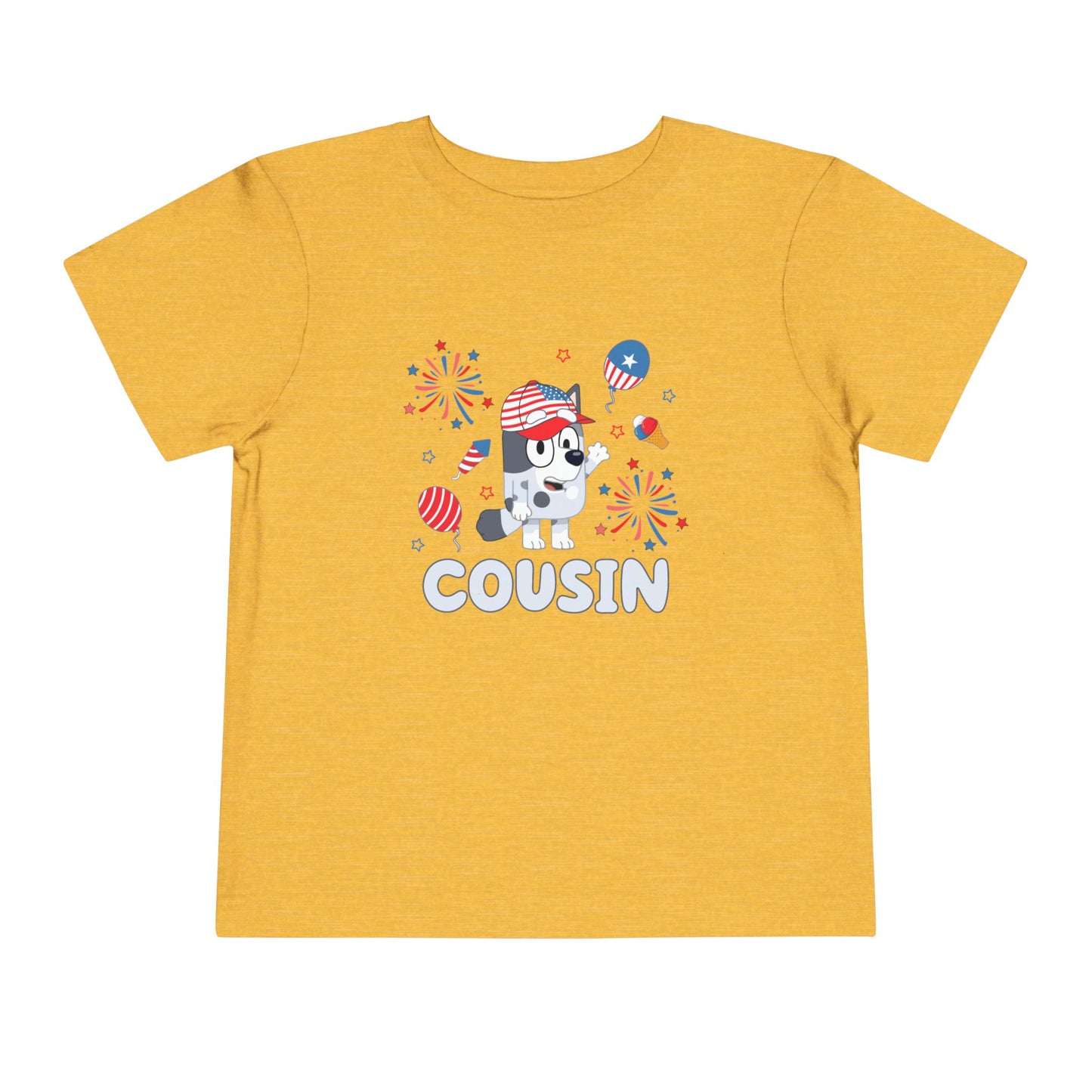 Patriotic Puppy “Cousin” Toddler Tee — 4th of July Kids Shirt
