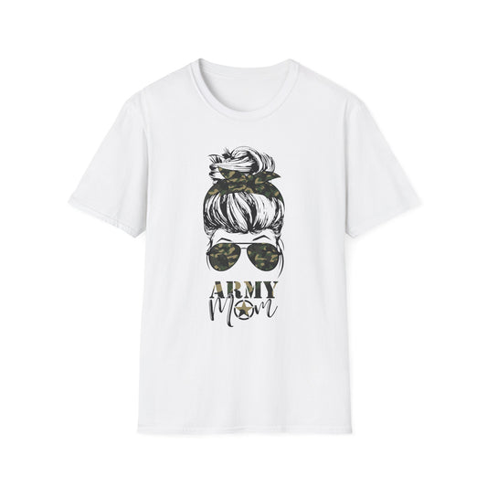 Army Mom T-Shirt — Camo Sunglasses & Messy Bun Military Mom Tee