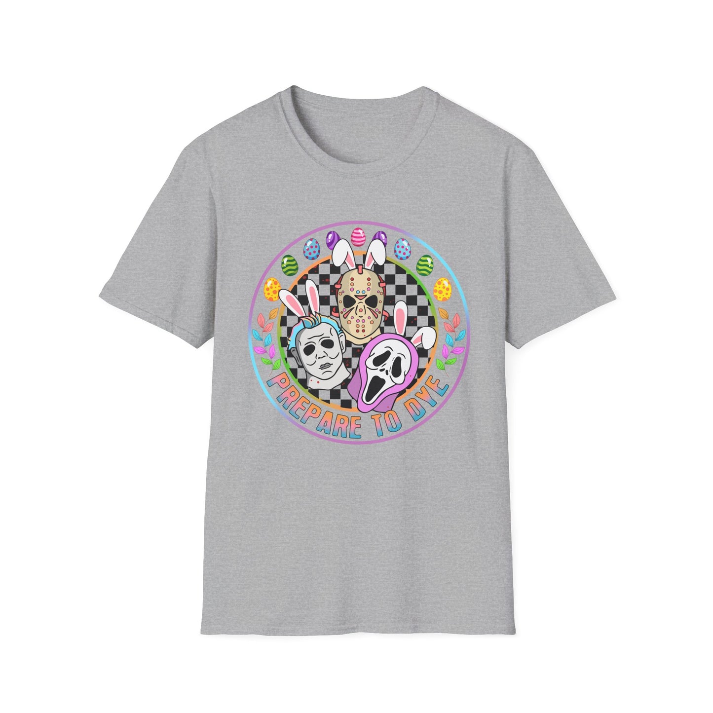 Prepare to Die Easter Horror T-Shirt — Pastel Slasher Mask Design