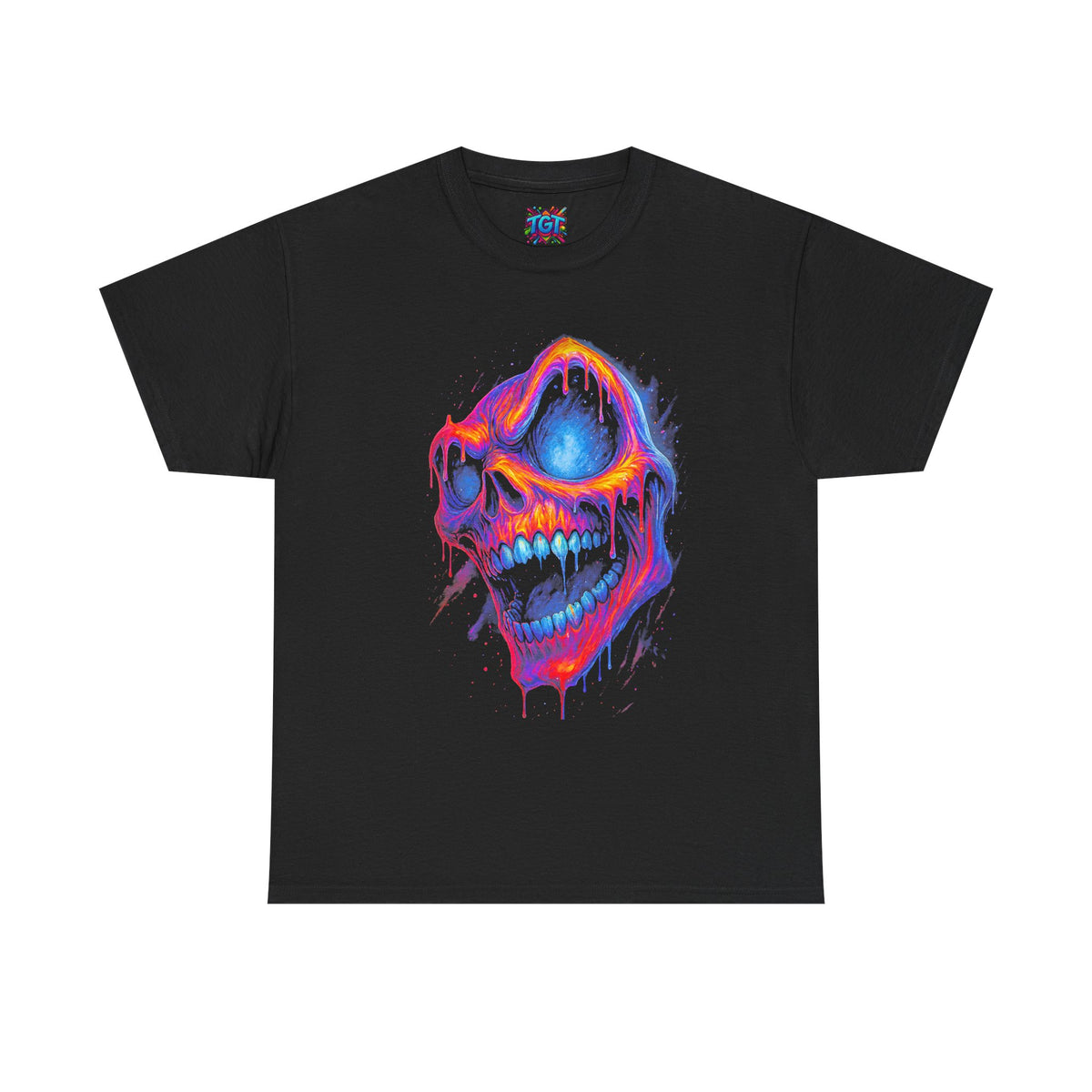 Neon Dripping Skull Tee | Horror Skull Graphic Shirt