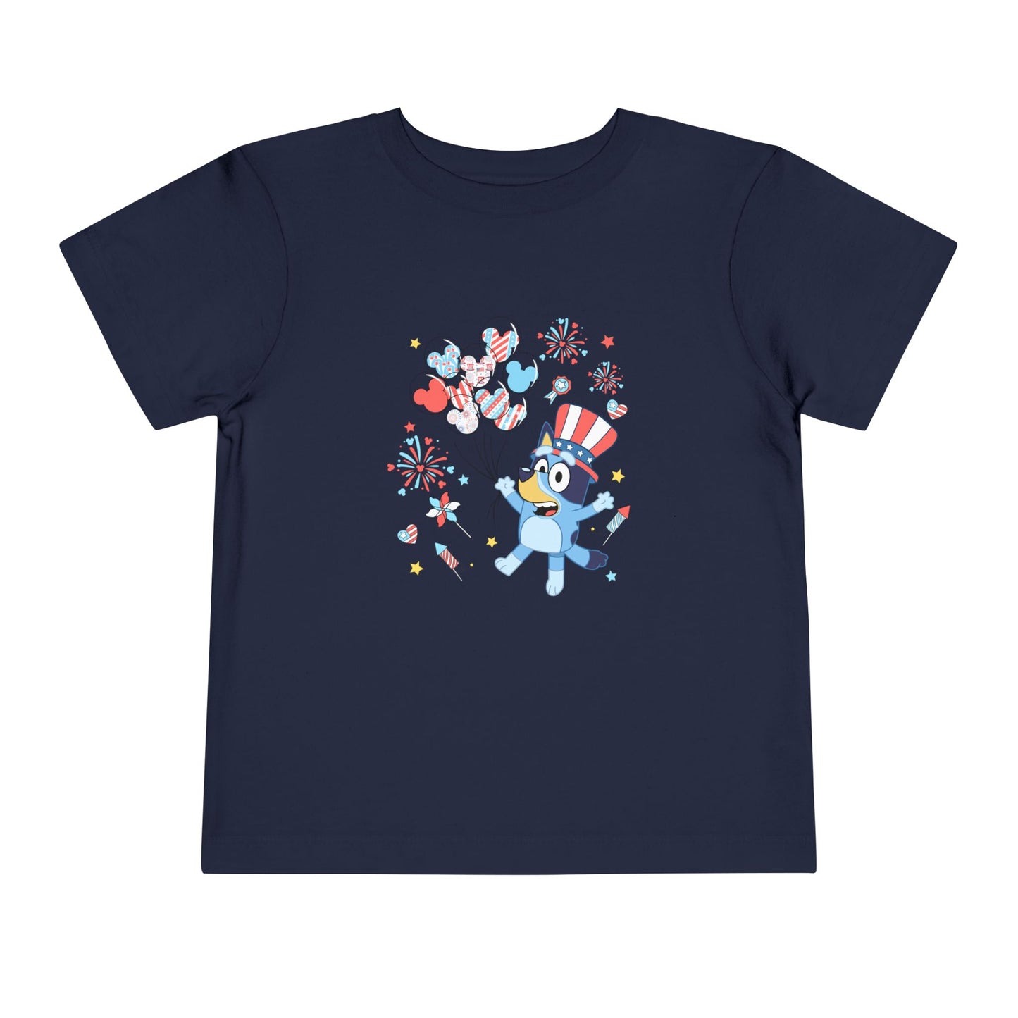 Patriotic Kids Tee — Cute Blue Bird in Uncle Sam Hat (Toddler Short Sleeve)