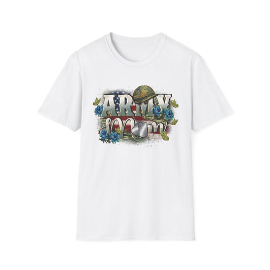 Army Mom T-Shirt — Patriotic Military Mom Tee with Helmet & Poppies