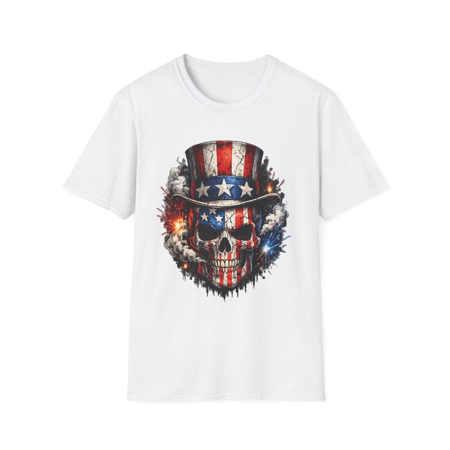 American Flag Skull T-Shirt — Patriotic Uncle Sam Skull Graphic Tee