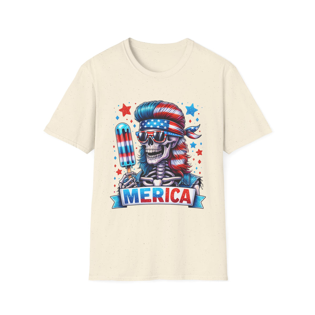 ’Merica Skull T-Shirt — Patriotic 4th of July American Flag Design
