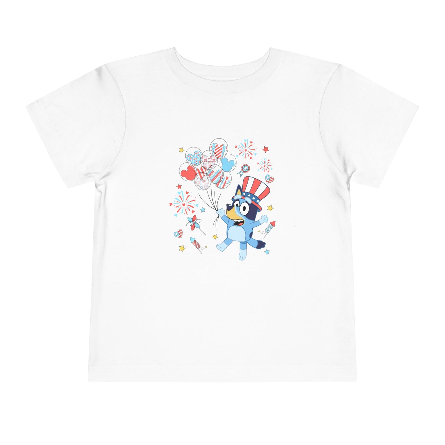 Patriotic Kids Tee — Cute Blue Bird in Uncle Sam Hat (Toddler Short Sleeve)