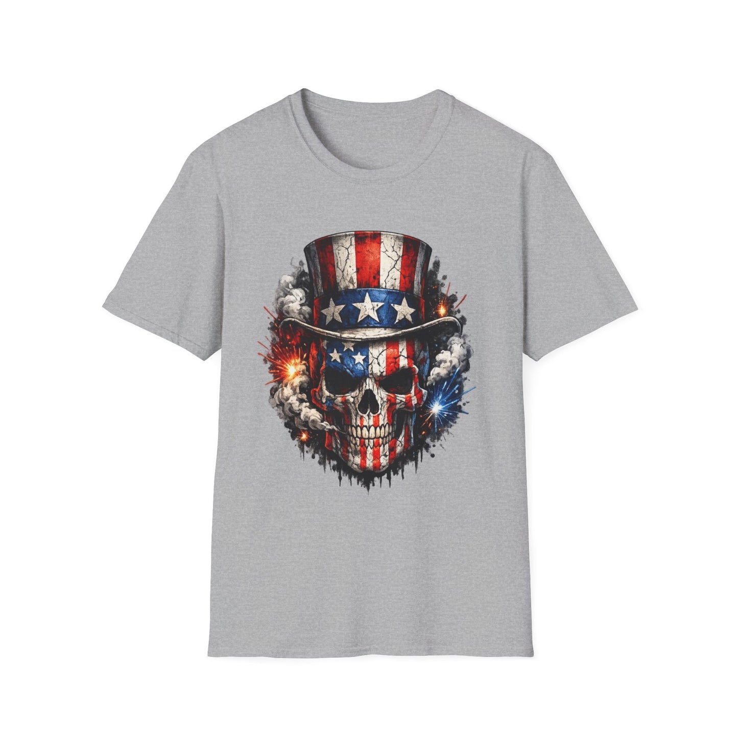American Flag Skull T-Shirt — Patriotic Uncle Sam Skull Graphic Tee