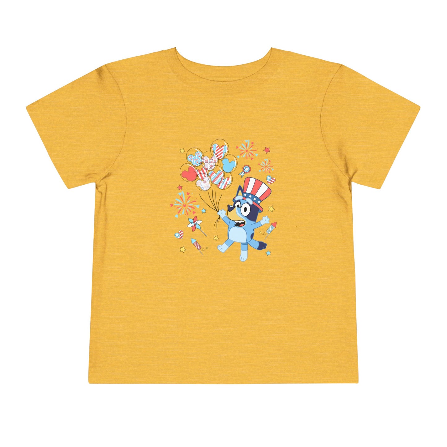 Patriotic Kids Tee — Cute Blue Bird in Uncle Sam Hat (Toddler Short Sleeve)