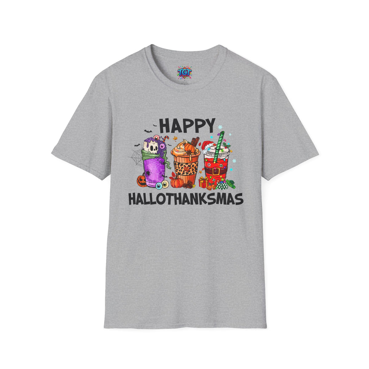 Happy Hallothanksmas T-Shirt | Halloween Thanksgiving Christmas Mashup