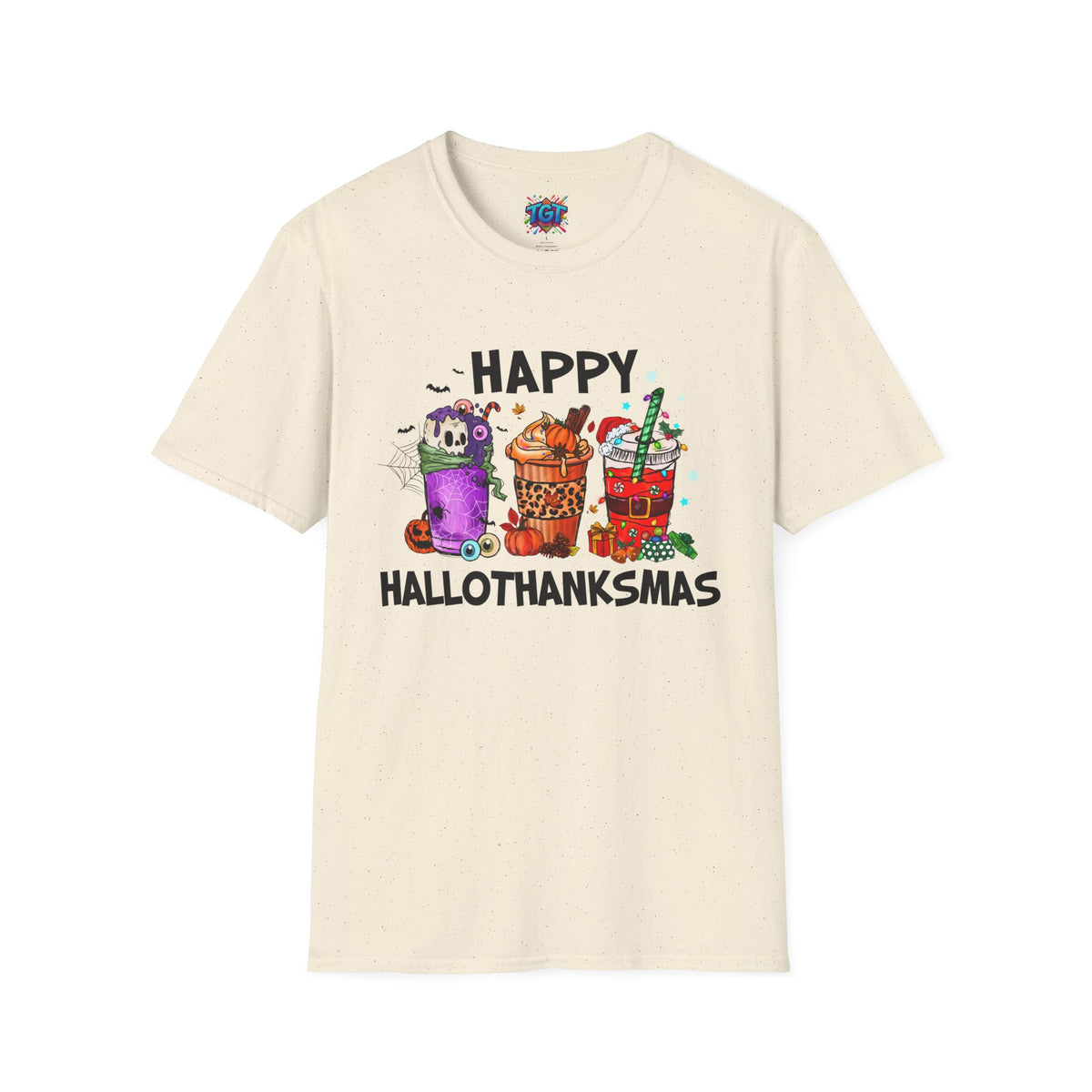 Happy Hallothanksmas T-Shirt | Halloween Thanksgiving Christmas Mashup