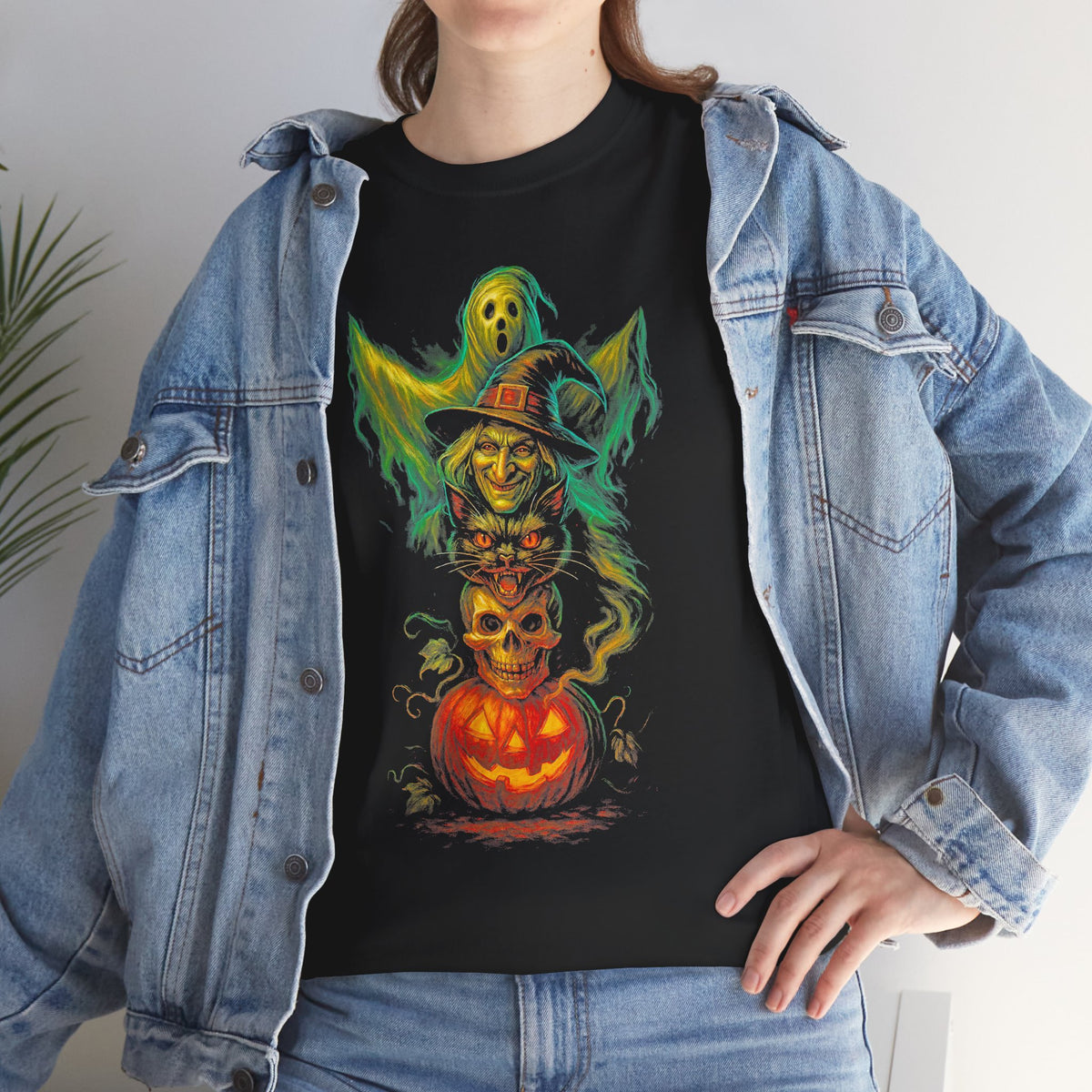 Haunted Totem Pumpkin Skull Tee | Halloween Witch Ghost Horror Shirt