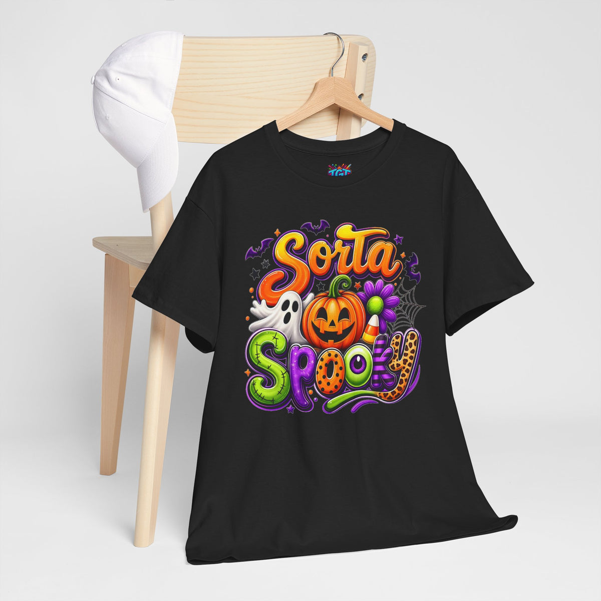 Sorta Spooky Halloween Design T-Shirt | Pumpkin Ghosts Bats