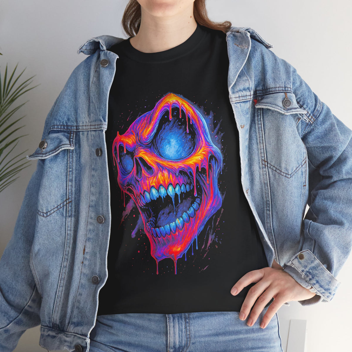Neon Dripping Skull Tee | Horror Skull Graphic Shirt