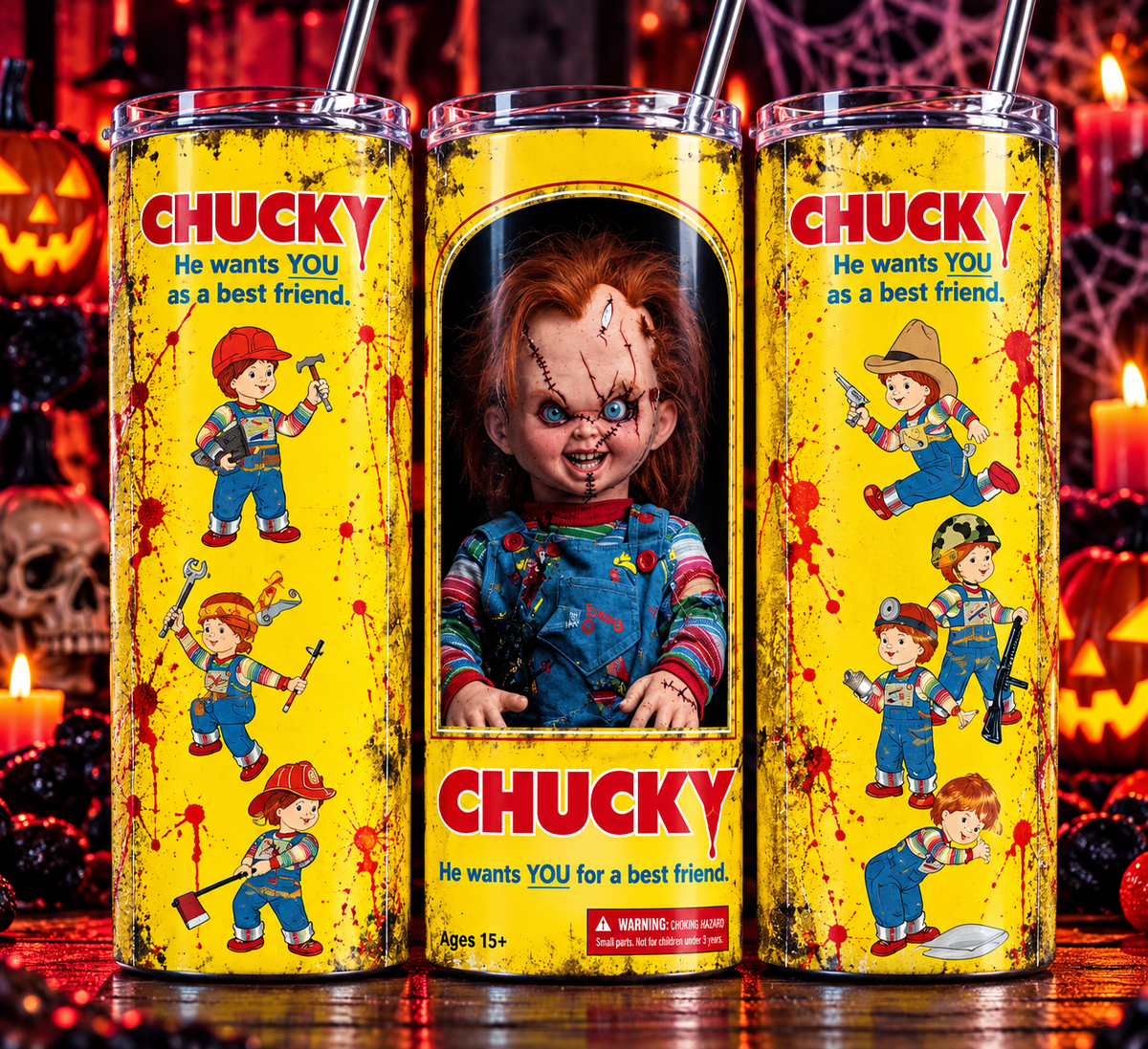 Chucky Good Guys 20 oz Skinny Tumbler – Horror Doll Halloween Cup