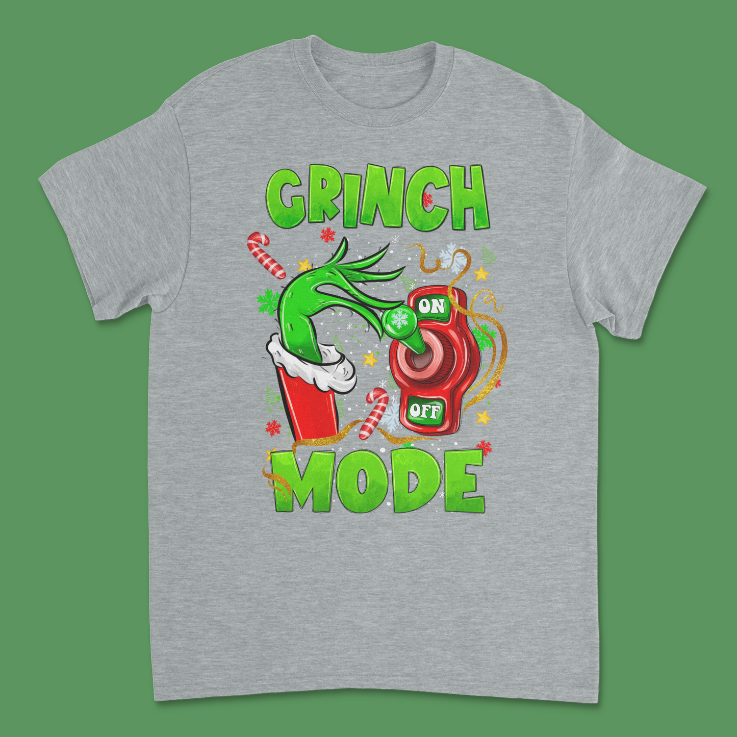 Grinch Mode On T-Shirt - Funny Christmas Graphic Tee for Holiday Enthusiasts