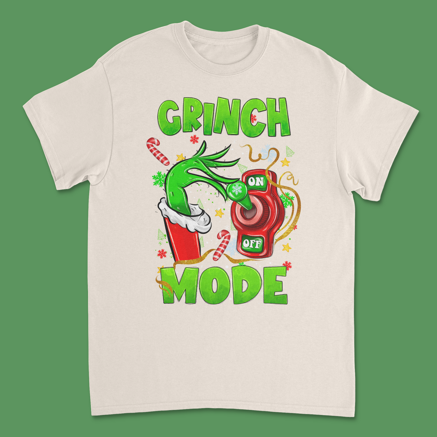 Grinch Mode On T-Shirt - Funny Christmas Graphic Tee for Holiday Enthusiasts