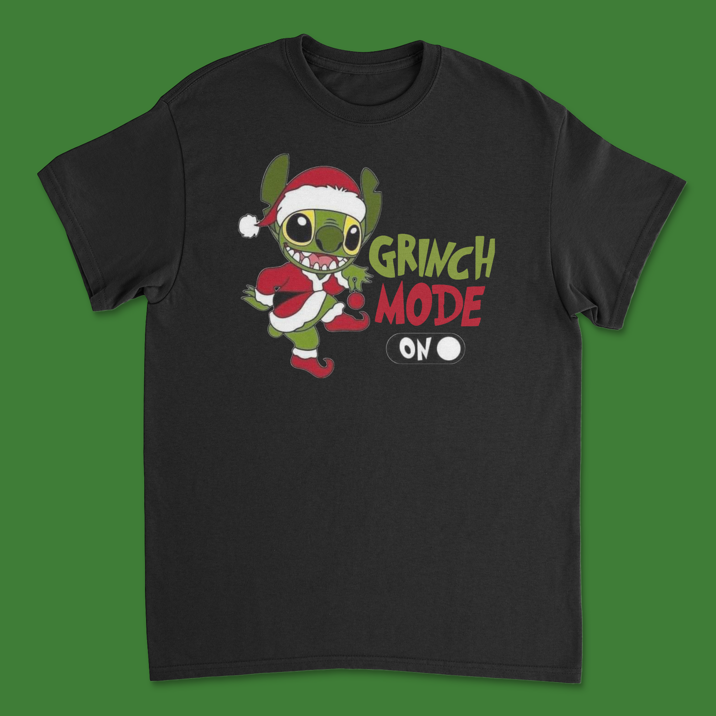 Stitch Grinch Mode On T-Shirt - Funny Holiday Mashup Tee for Disney Fans